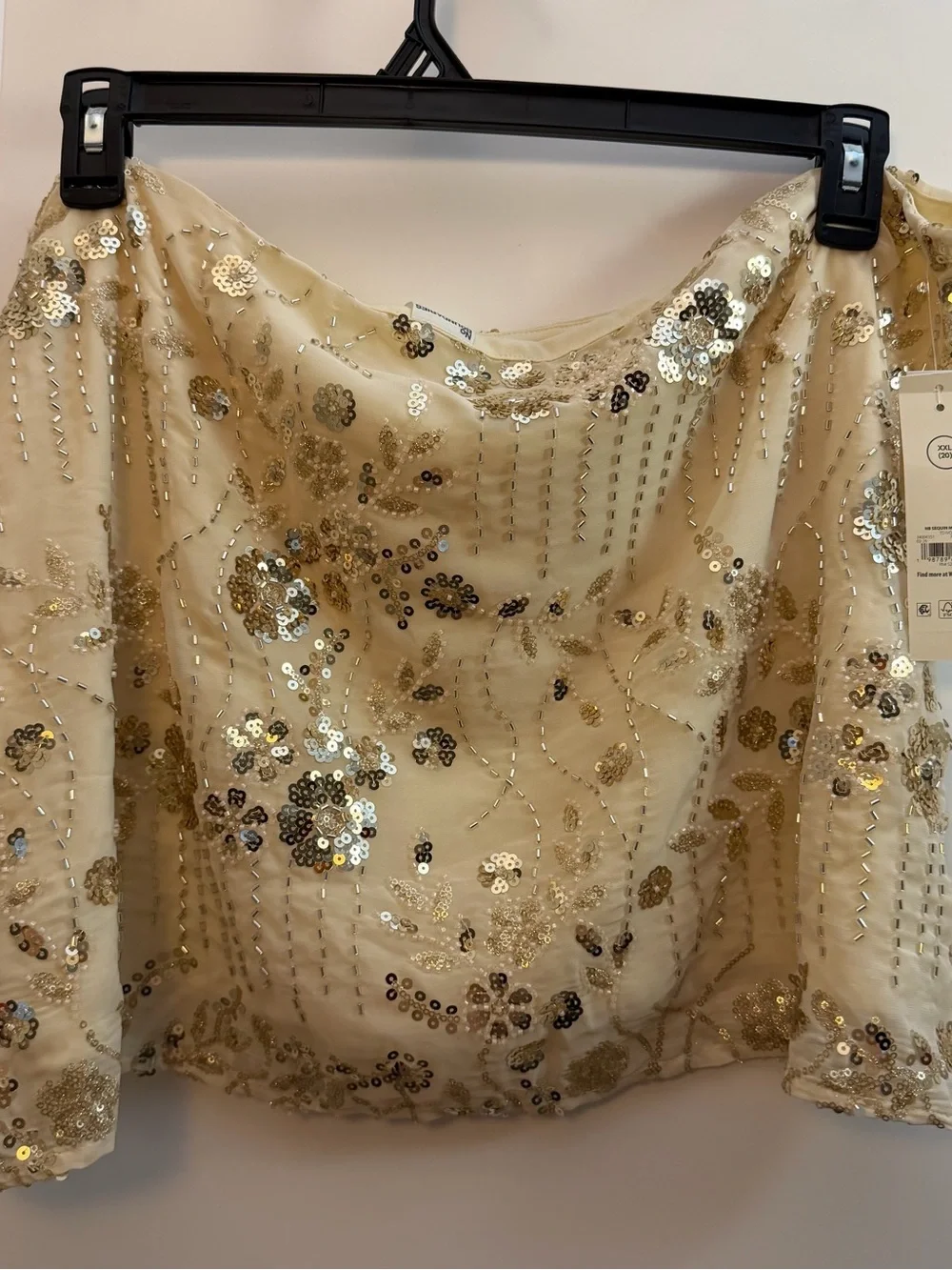 2XL breaded Embellished Ivory Sequin Floral skirt